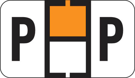 Traco Alphabetic Labels - TRAM Series (Rolls) - P - Orange & Black