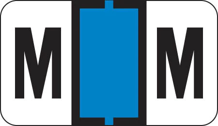 Traco Alphabetic Labels - TRAM Series (Rolls) - M - Lt. Blue & Black