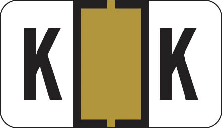 Traco Alphabetic Labels - TRAM Series (Rolls) - K - Gold & Black