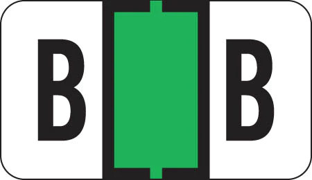 Traco Alphabetic Labels - TRAM Series (Rolls) - B - Green & Black