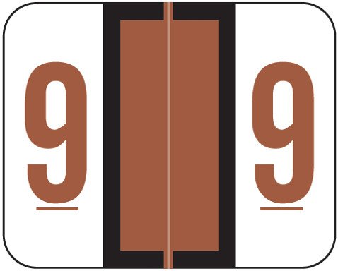 TAB Numeric Label  - TPNV Series (Rolls) - 9 - Brown