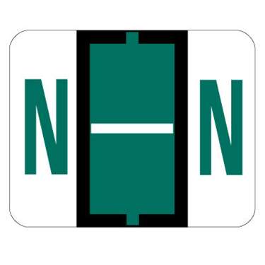 TAB Alphabetic Labels - TPAV Series (Rolls) N- Dk. Green