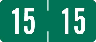 TAB Yearband Label (Rolls of 500) - 2015 - Dk. Green - TPYV Series - Vinyl