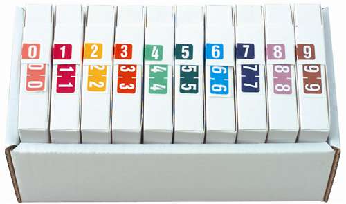 TAB Numeric Label  - TBVN Series (Rolls) - 0-9 Set with tray