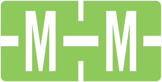 TAB Alphabetic Labels - TBAV Series (Rolls) M- Emerald