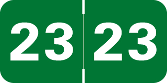 Tabbies Yearband Label (Rolls of 500) - 2023 - Green - TAYM Series - Laminated