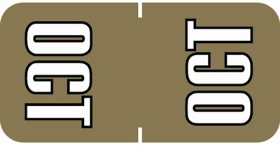 Sycom Top Tab Month Labels - SYTT Series - (252/Pack) - October - Gold