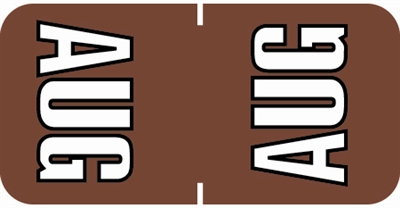 Sycom Top Tab Month Labels - SYTT Series - (252/Pack) - August - Brown