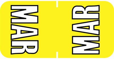 Sycom Top Tab Month Labels - SYTT Series - (252/Pack) - March - Yellow