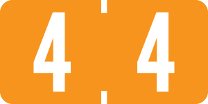 Smead ETSN Series Numeric Labels - Number '4' - Orange - 1/2" H x 1" W - 250/Pack (Sheets)