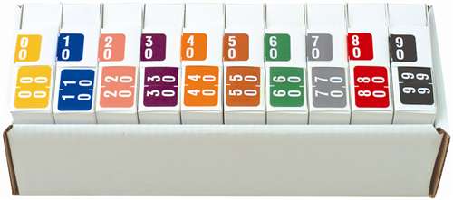 Smead TERMINAL DIGIT Numeric Label - DOUBLE DIGIT DDS Series (Rolls) - 00-99 Set with tray