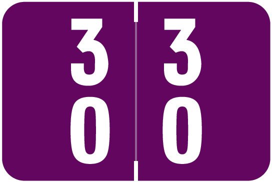 Smead TERMINAL DIGIT Numeric Label - DOUBLE DIGIT  DDS Series (Rolls) - 30-39- Purple
