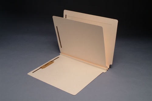 End Tab Classification Folders with 1 Divider and 2" Expansion - 4 Fasteners - Letter Size - 14 Pt. Manila - Mylar Reinforced Spine - 25/Box