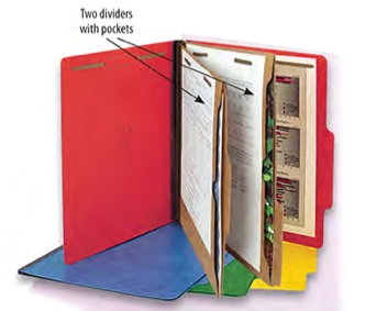 Top Tab Classification Folder - 2 Kraft Dividers with Pockets,  2" Expansion - Bright Cobalt Blue - Letter Size, Box of 15