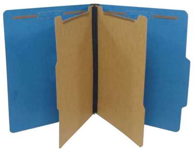 Royal Blue Classification Folder with 2 Kraft Dividers - 2/5 Cut ROC Top Tab - 2 Tyvek Expansion  - Letter Size - 6 Fasteners -