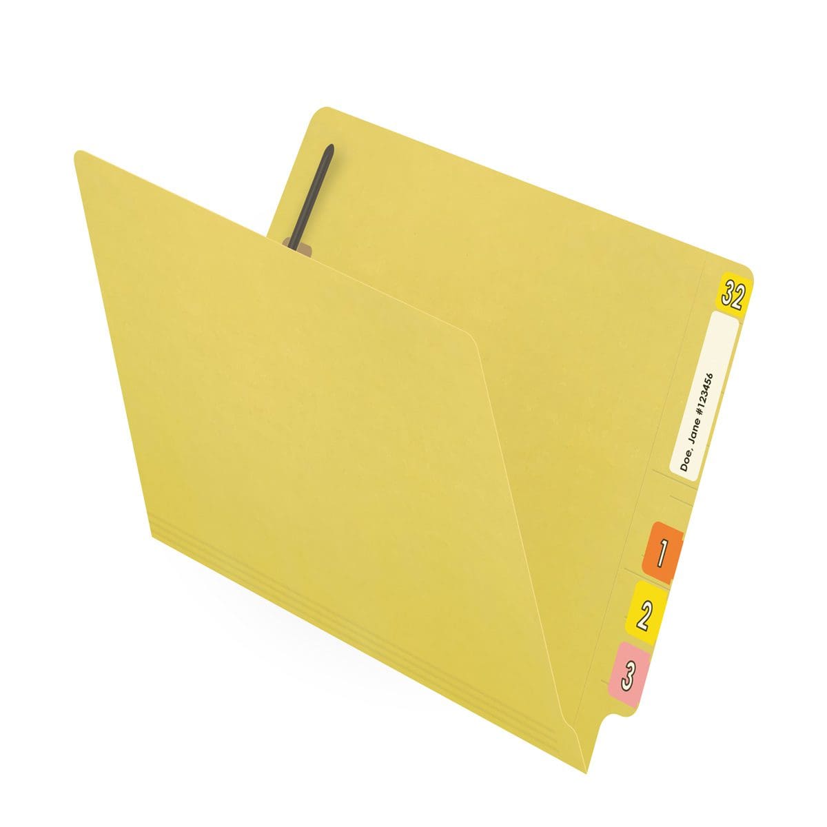 End Tab 14 Pt. Colored Folder with Fasteners - 50/Box - Letter Size - Yellow