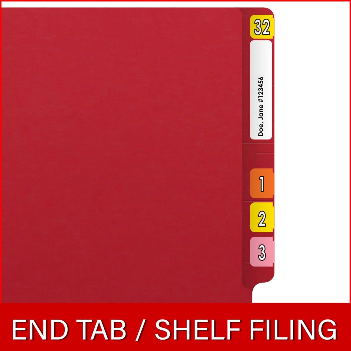 End Tab 14 Pt. Colored Folder with Fasteners - 50/Box - Letter Size - Red