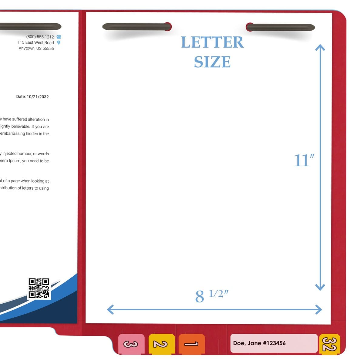End Tab 14 Pt. Colored Folder with Fasteners - 50/Box - Letter Size - Red