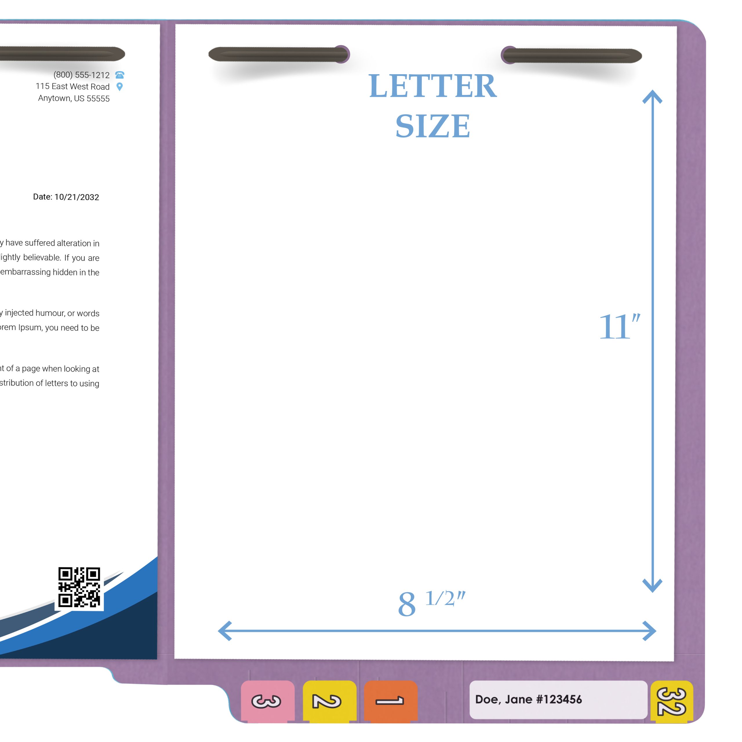 End Tab 14 Pt. Colored Folder with Fasteners - 50/Box - Letter Size - Lavender