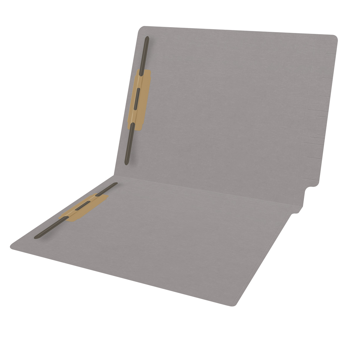 End Tab 14 Pt. Colored Folder with Fasteners - 50/Box - Letter Size - Gray