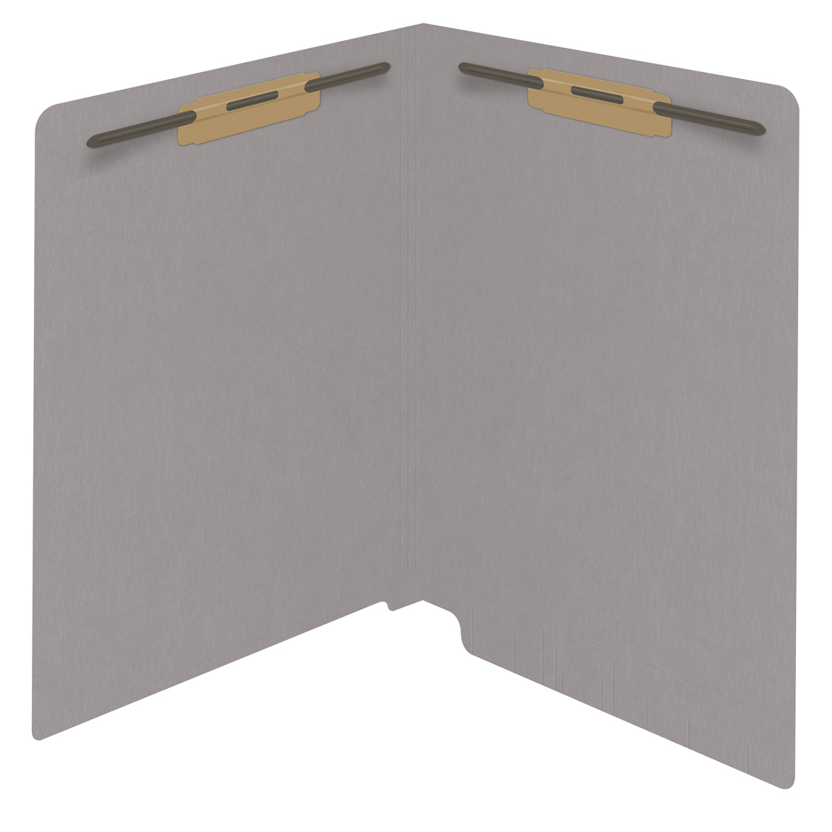 Gray End Tab 14 Pt. Colored Folder with Fasteners in Positions 1 & 3 -  Letter Size - 50/Box