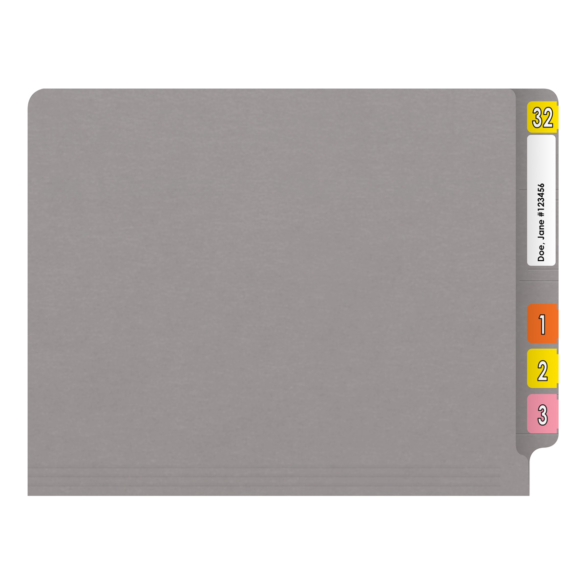 End Tab 14 Pt. Colored Folder with Fasteners - 50/Box - Letter Size - Gray