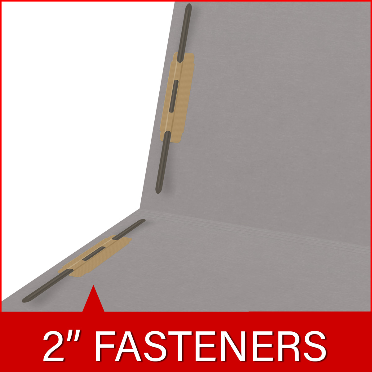 End Tab 14 Pt. Colored Folder with Fasteners - 50/Box - Letter Size - Gray
