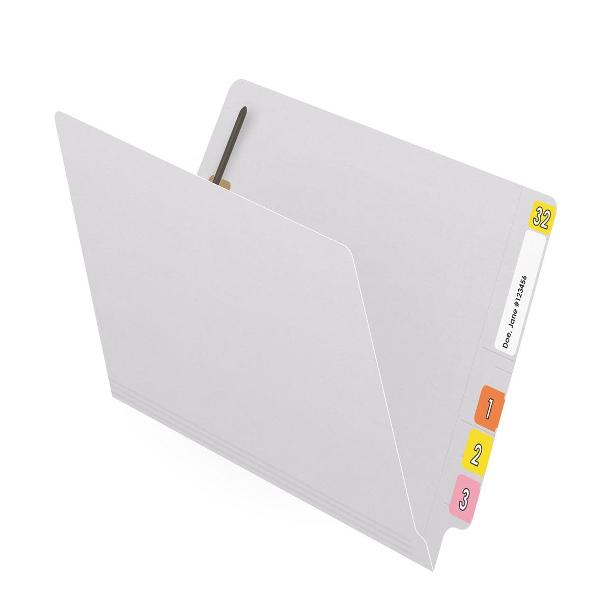 End Tab 11 Pt. Colored Folder with Fasteners - 50/Box - Letter Size - White
