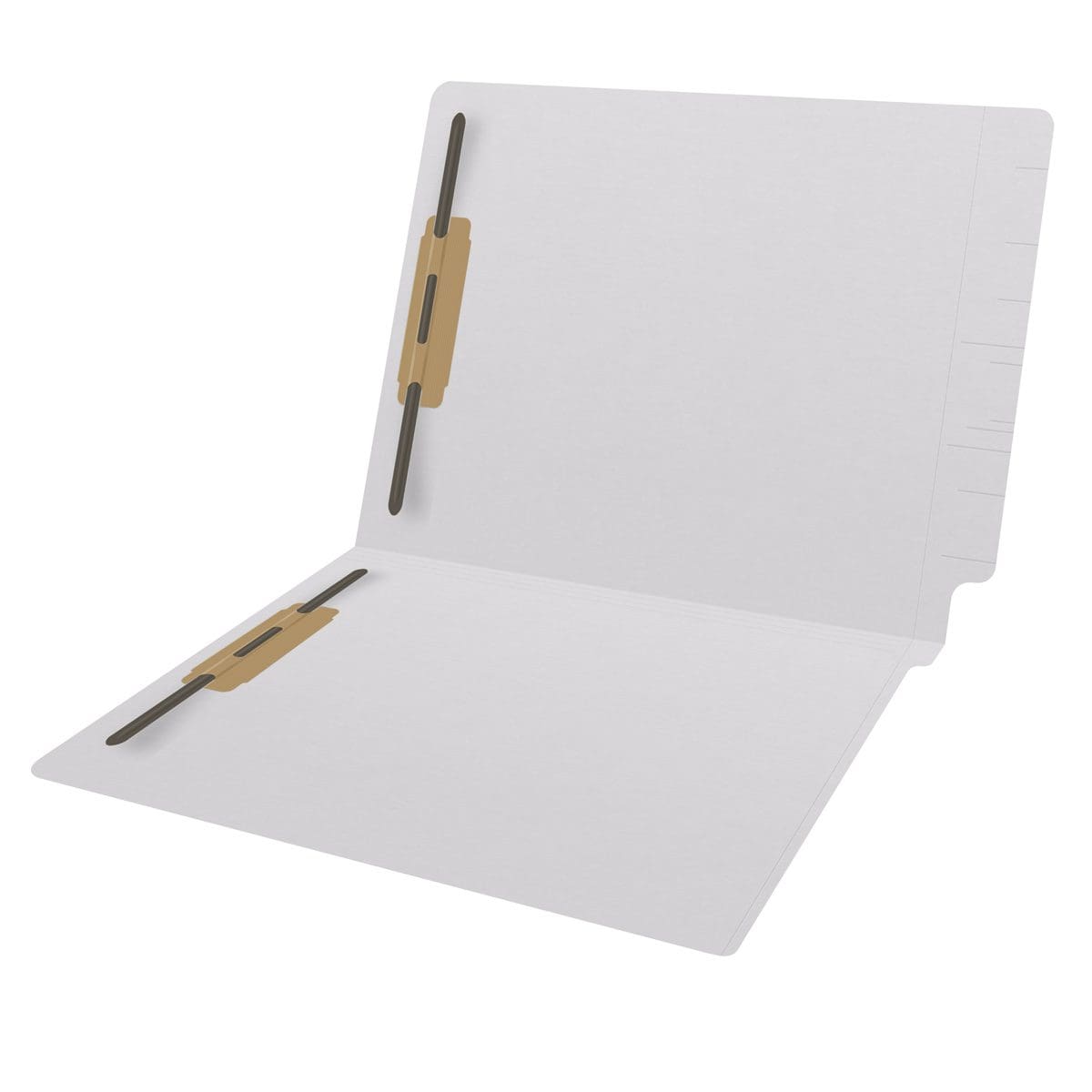 White End Tab Folder with Fasteners - 11 Pt. - Letter Size - Fasteners in Positions 1 & 3 - Reinforced Tab - 50/Box