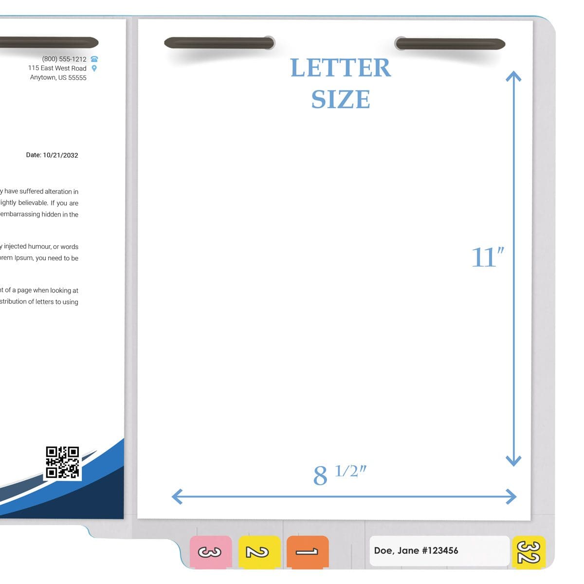 End Tab 11 Pt. Colored Folder with Fasteners - 50/Box - Letter Size - White