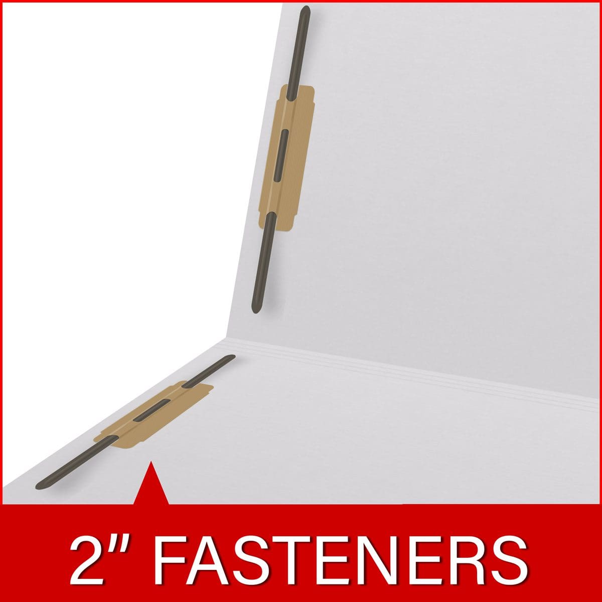 White End Tab Folder with Fasteners - 11 Pt. - Letter Size - Fasteners in Positions 1 & 3 - Reinforced Tab - 50/Box