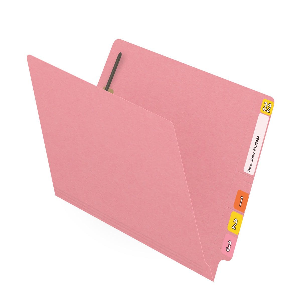 End Tab 11 Pt. Colored Folder with Fasteners - 50/Box - Letter Size - Pink