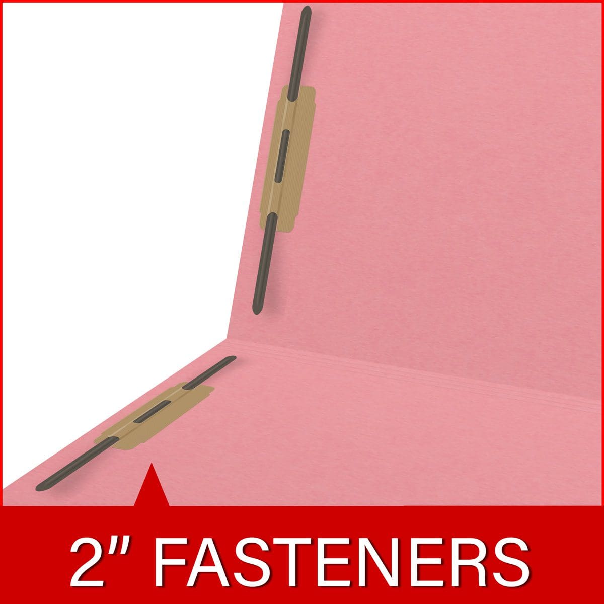 End Tab 11 Pt. Colored Folder with Fasteners - 50/Box - Letter Size - Pink