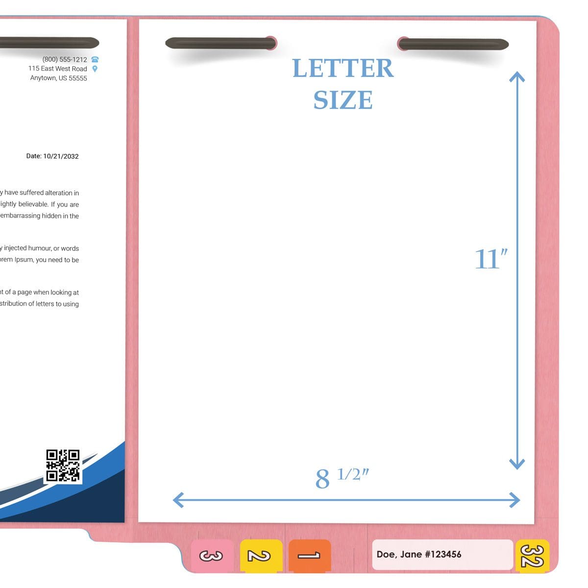 End Tab 11 Pt. Colored Folder with Fasteners - 50/Box - Letter Size - Pink