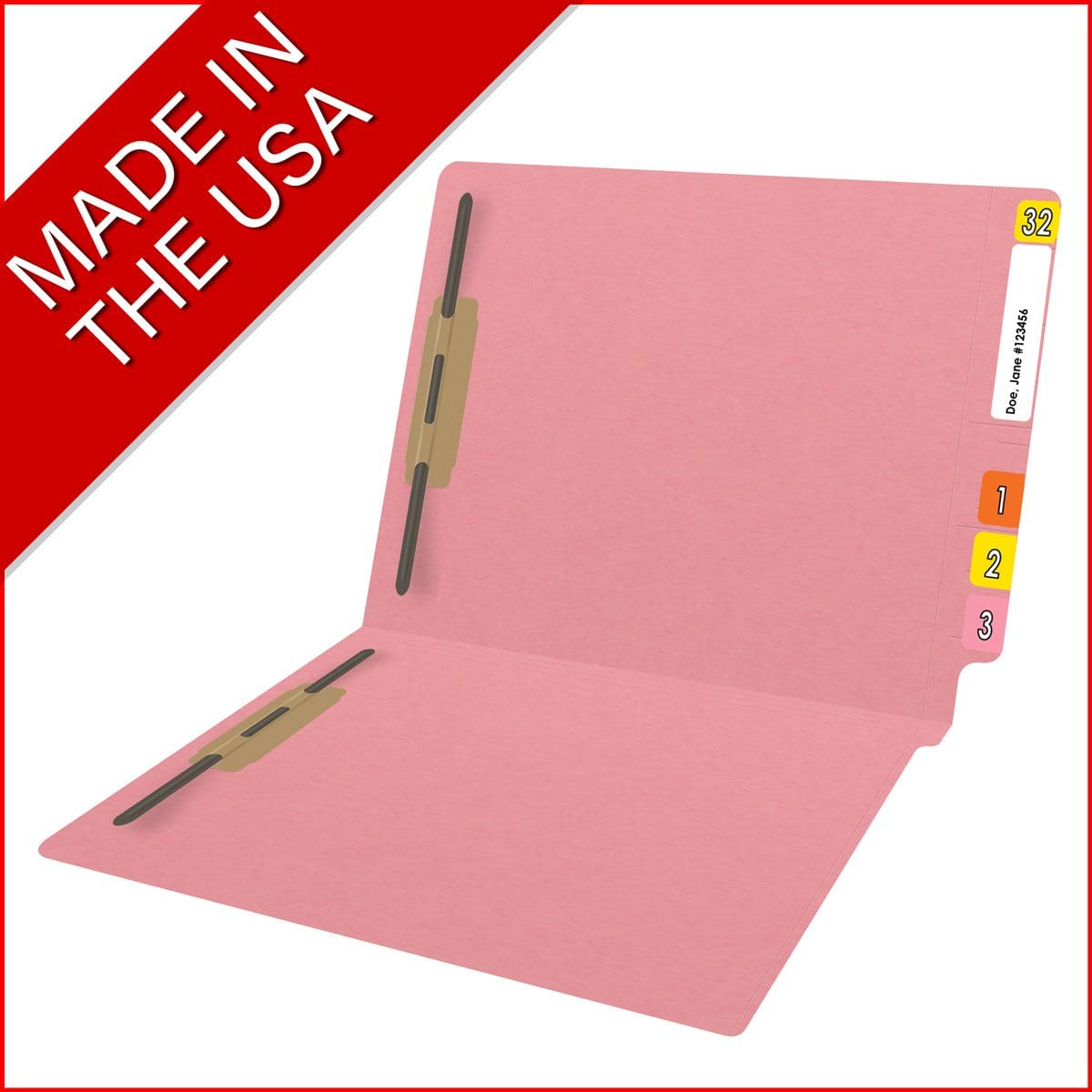 End Tab 11 Pt. Colored Folder with Fasteners - 50/Box - Letter Size - Pink