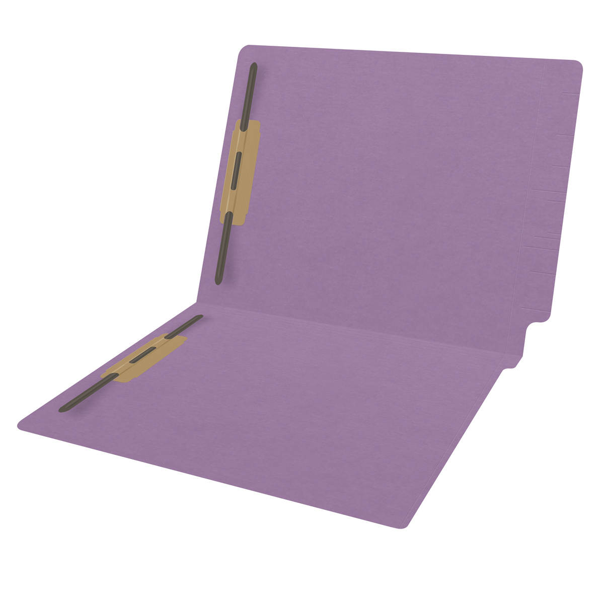 Lavender End Tab Folder with Fasteners - 11 Pt. - Letter Size - Fasteners in Positions 1 & 3 - Reinforced Tab - 50/Box