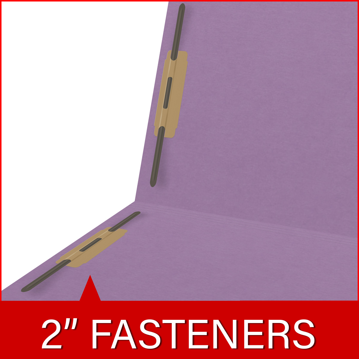 Lavender End Tab Folder with Fasteners - 11 Pt. - Letter Size - Fasteners in Positions 1 & 3 - Reinforced Tab - 50/Box