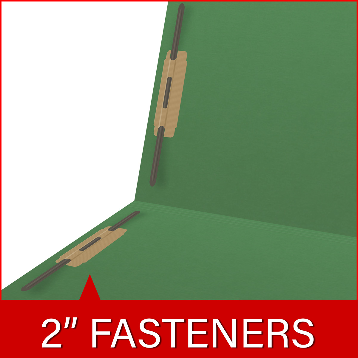 End Tab 11 Pt. Colored Folder with Fasteners - 50/Box - Letter Size - Green