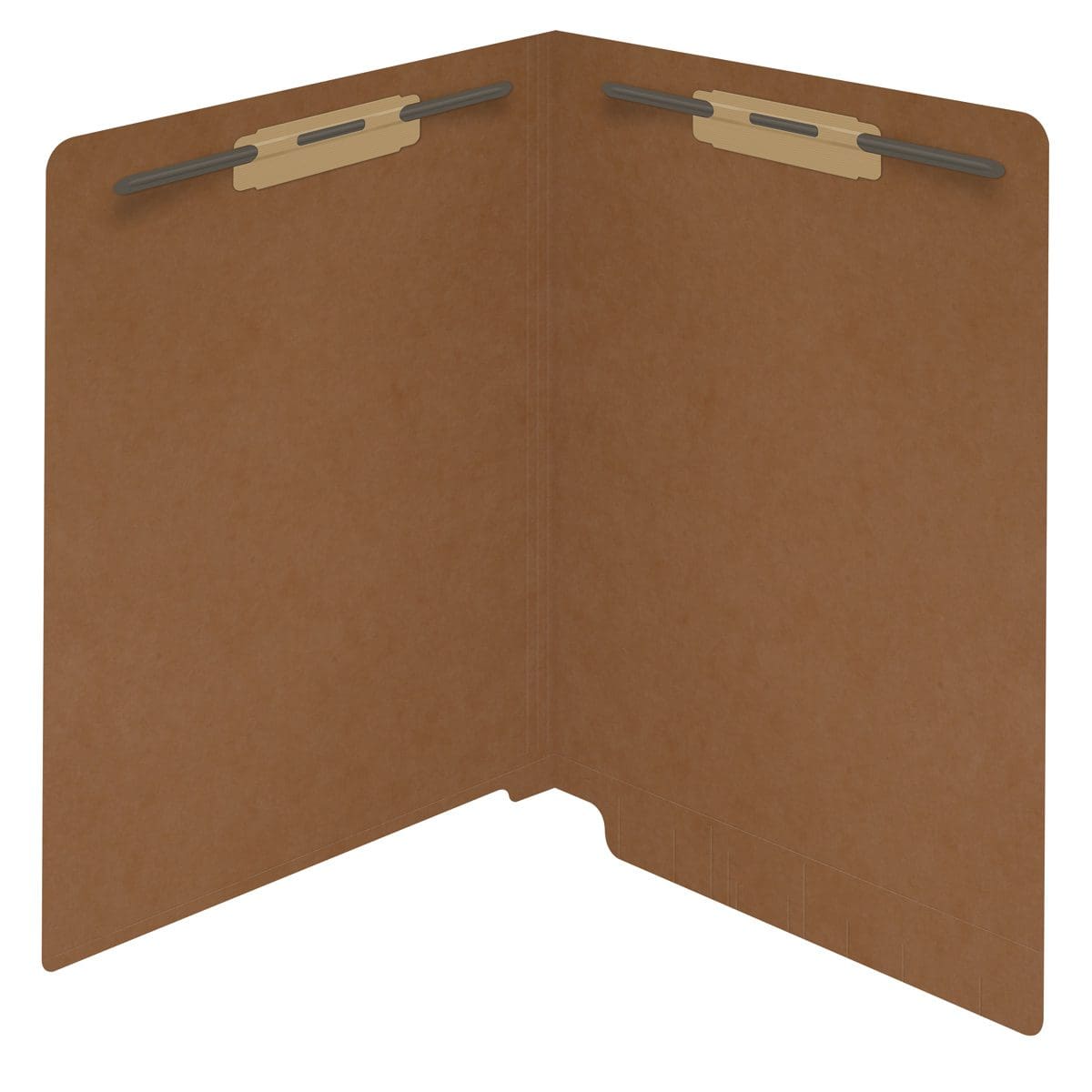 Kraft Colored End Tab Folder with Fasteners - 11 Pt. - Letter Size - Fasteners in Positions 1 & 3 - Reinforced Tab - 50/Box