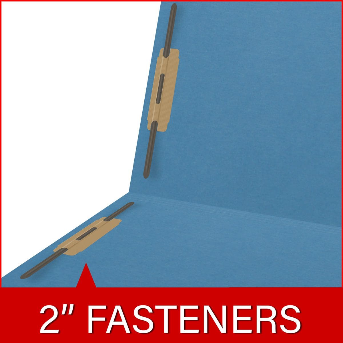 End Tab 11 Pt. Colored Folder with Fasteners - 50/Box - Letter Size - Blue
