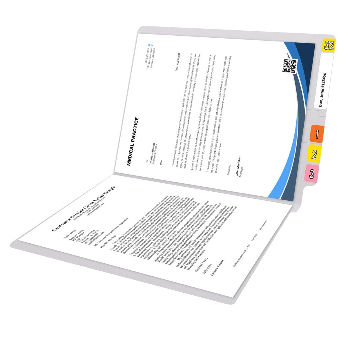 End Tab Colored File Folder - Letter Size - Straight Cut - WHITE - 100/Box