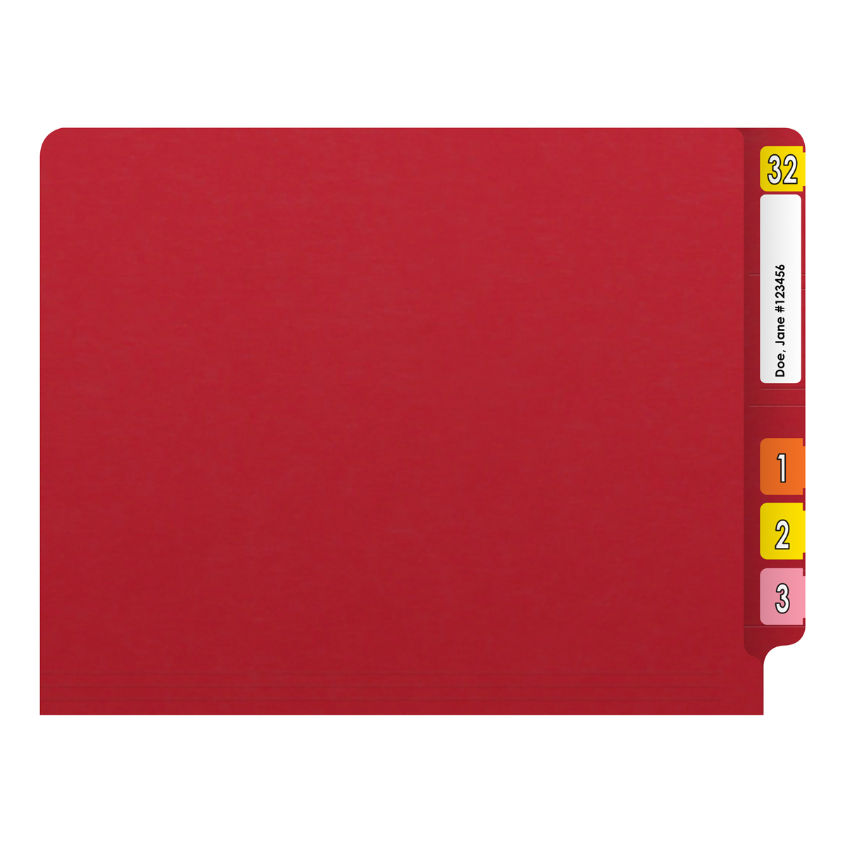 End Tab Colored File Folder - Letter Size - Straight Cut - RED - 100/Box