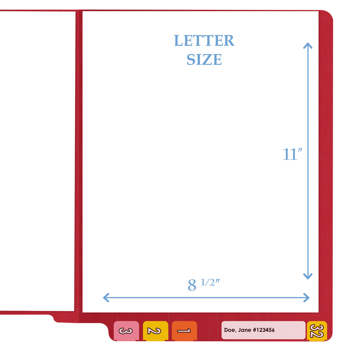 End Tab Colored File Folder - Letter Size - Straight Cut - RED - 100/Box