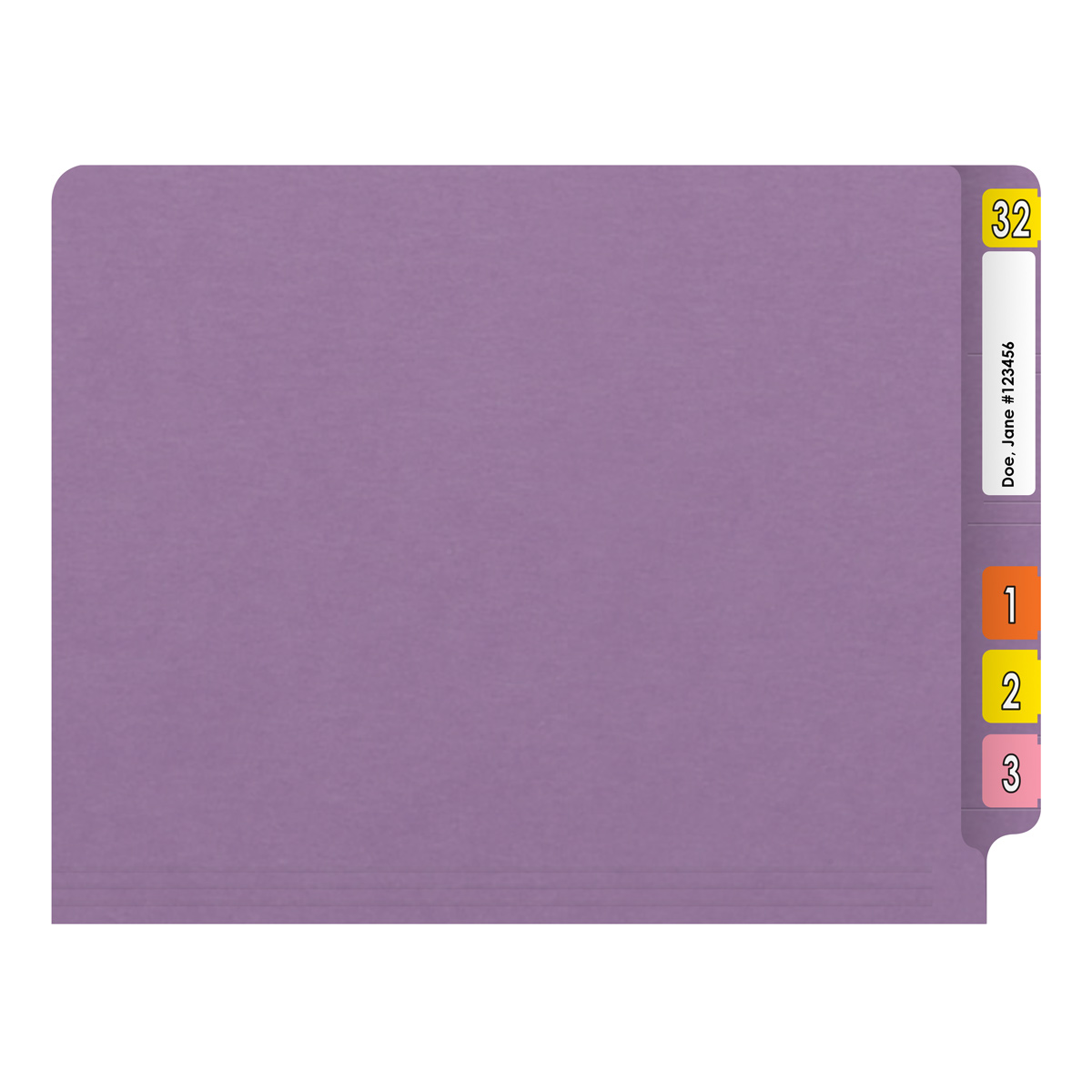 End Tab Colored File Folder - Letter Size - Straight Cut - LAVENDER - 100/Box