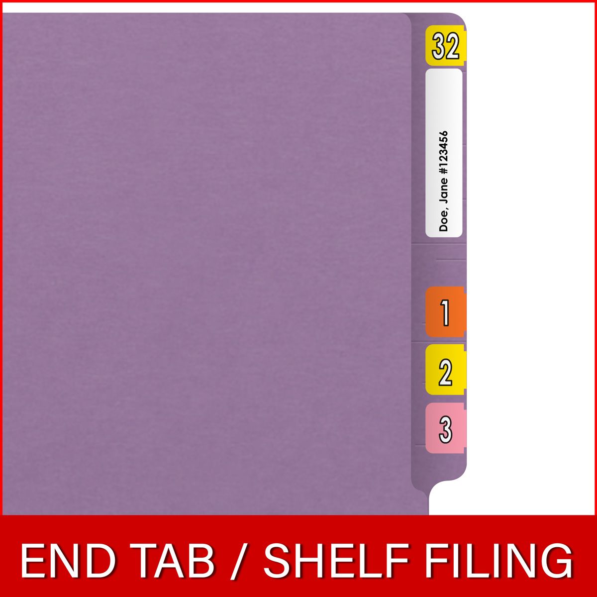 End Tab Colored File Folder - Letter Size - Straight Cut - LAVENDER - 100/Box