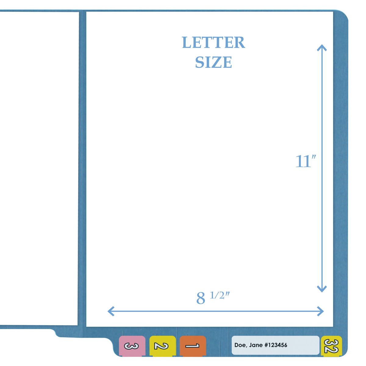 End Tab Colored File Folder - Letter Size - Straight Cut - BLUE - 100/Box (S-01500-BLU)