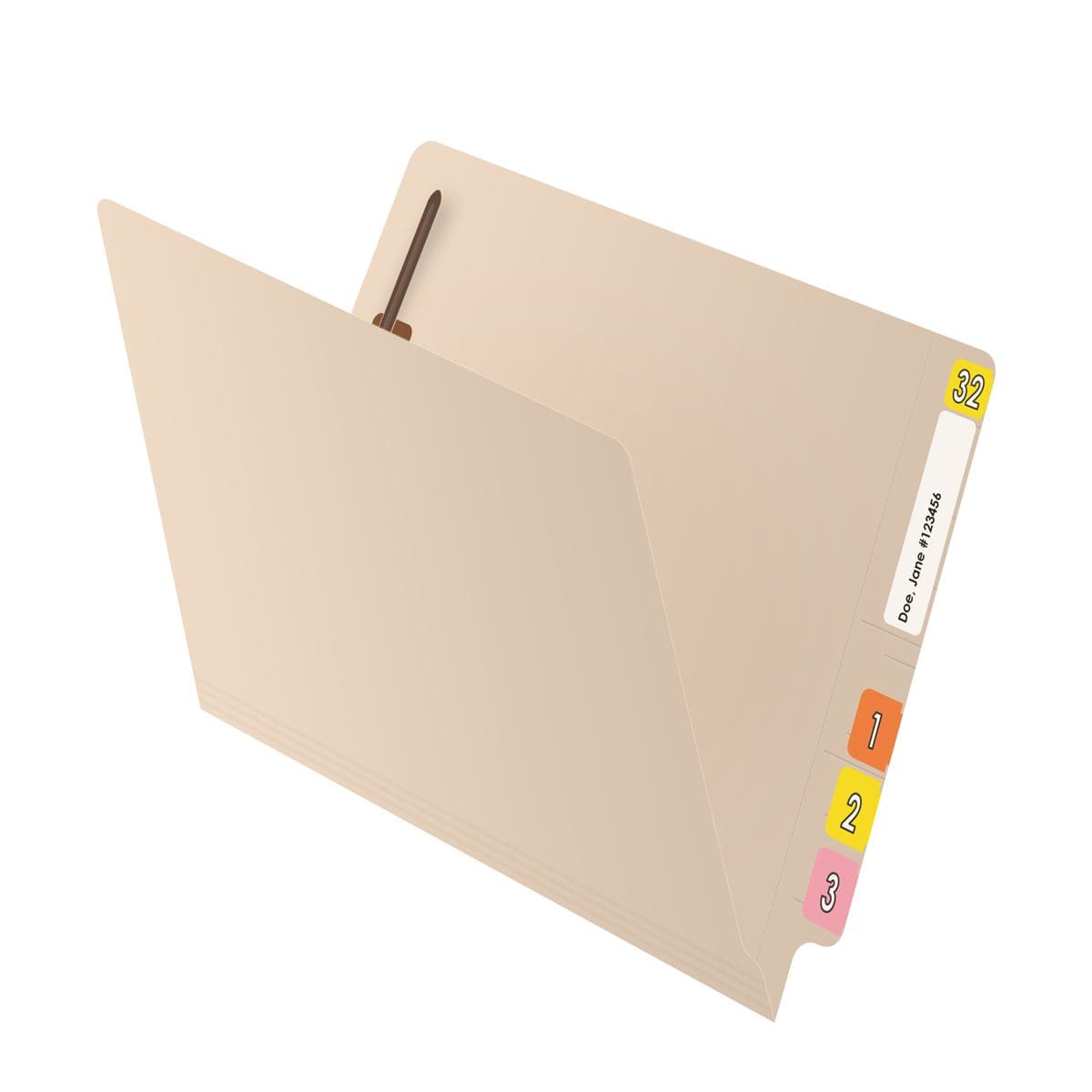 Reinforced Manila File Folders, 2 Ply End Tab 11 pt Manila, Full Cut with Bonded Fastener in Position 1, Letter Size, 50/Box