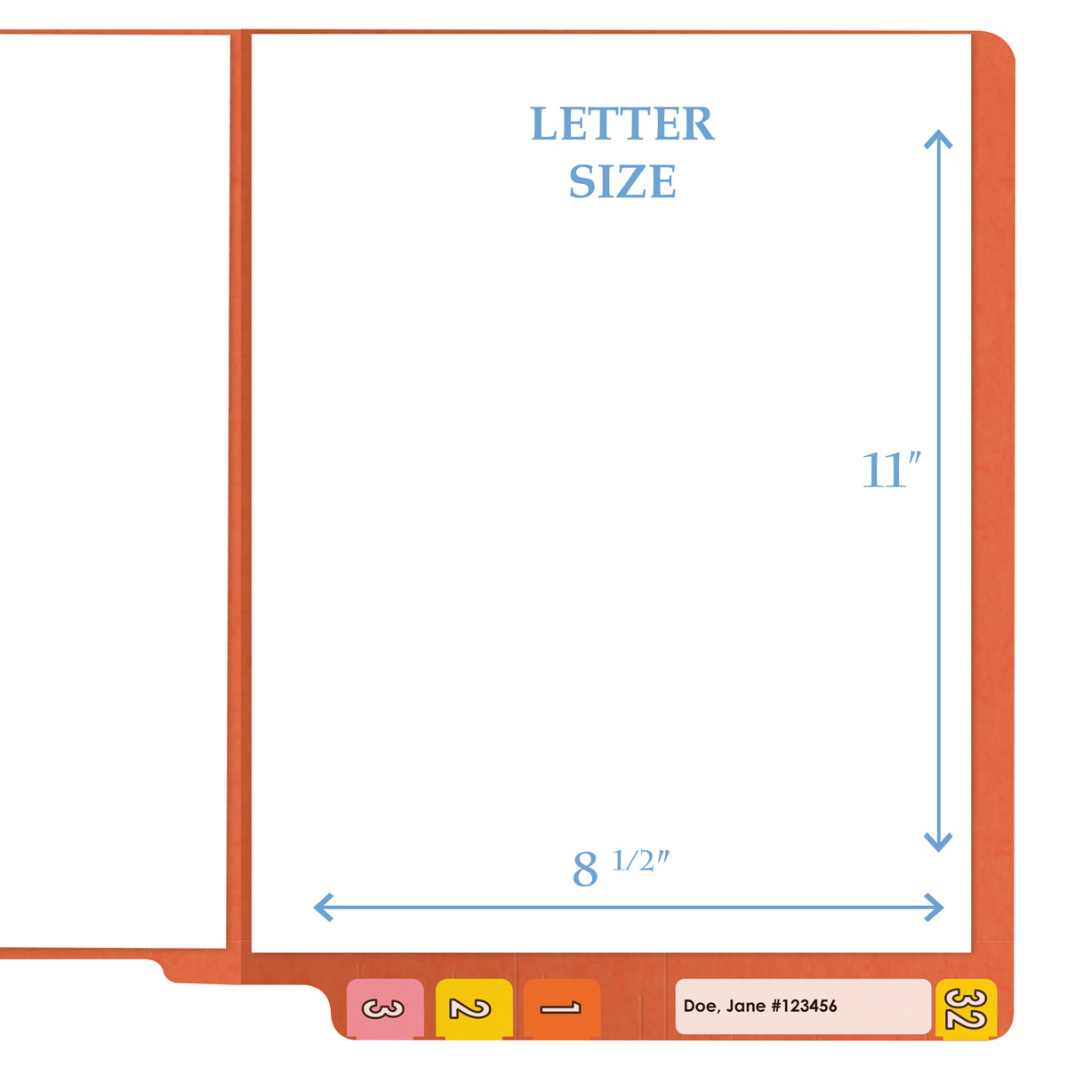 End Tab Colored File Folder - Letter Size - Straight Cut - ORANGE - 100/Box