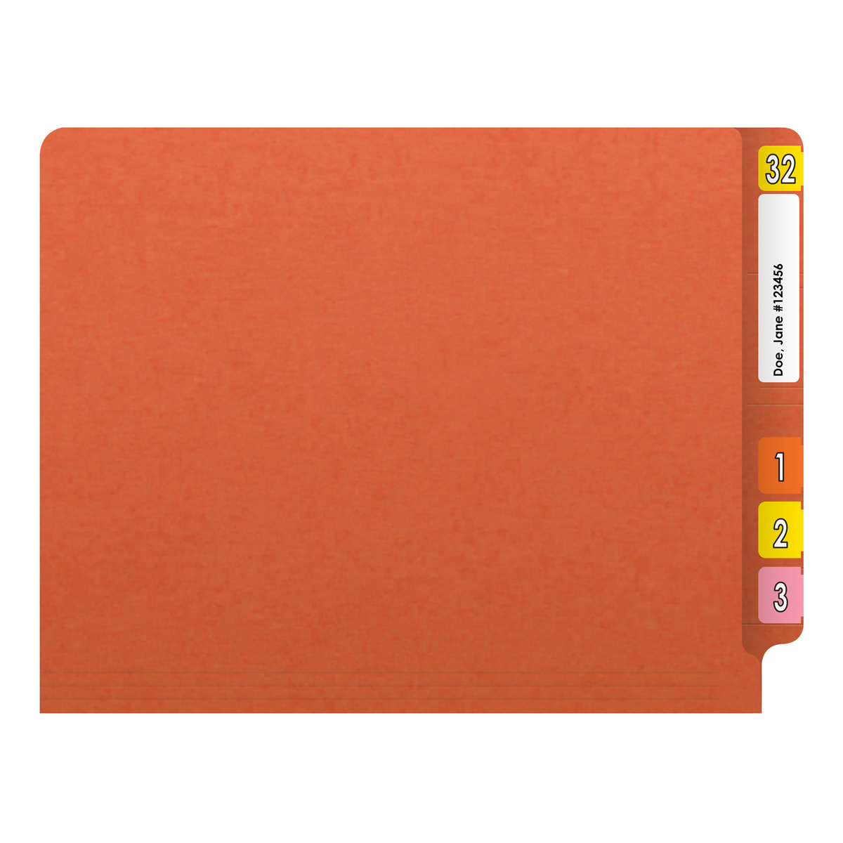 End Tab Colored File Folder - Letter Size - Straight Cut - ORANGE - 100/Box