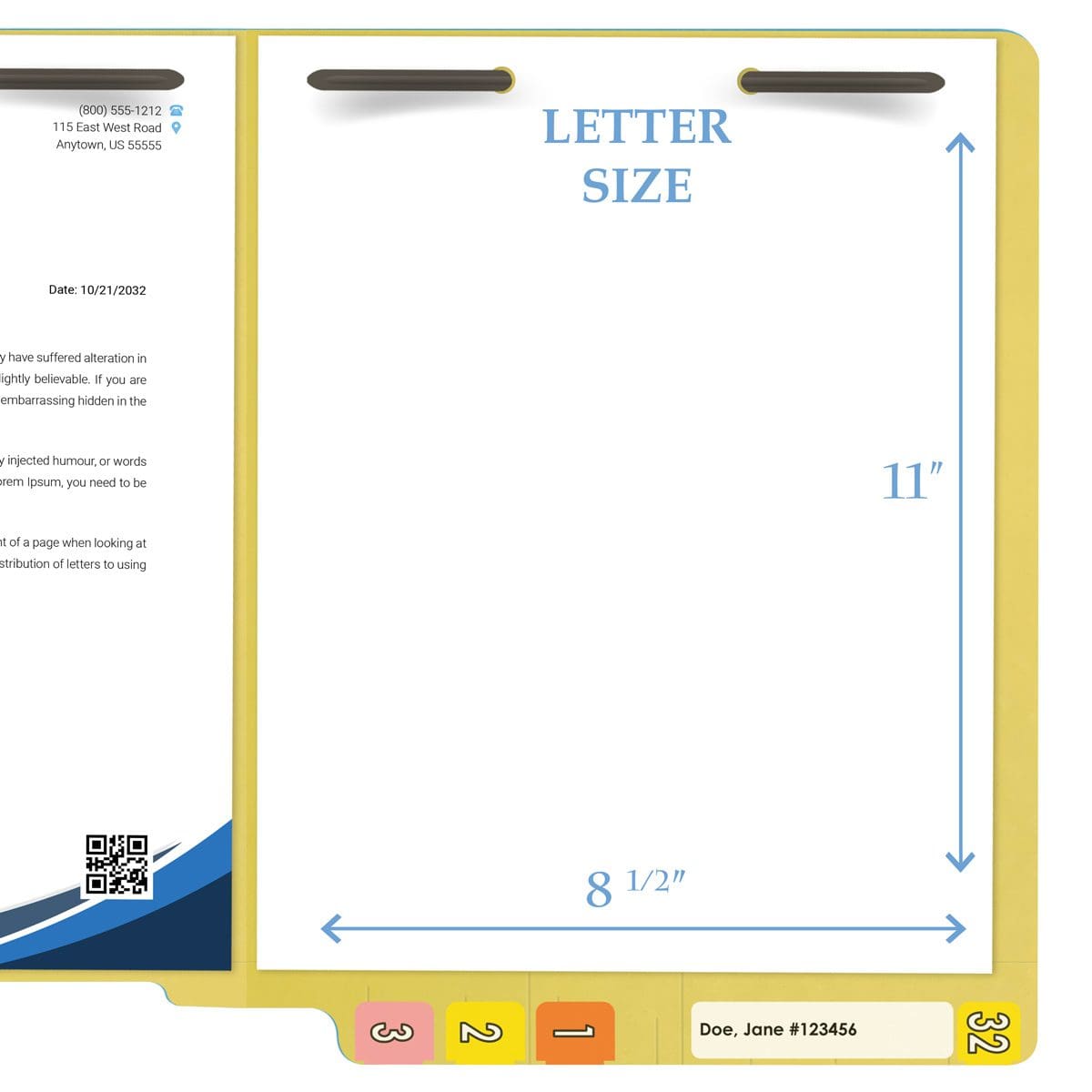 End Tab 11 Pt. Colored Folder with Fasteners - 50/Box - Letter Size - Yellow